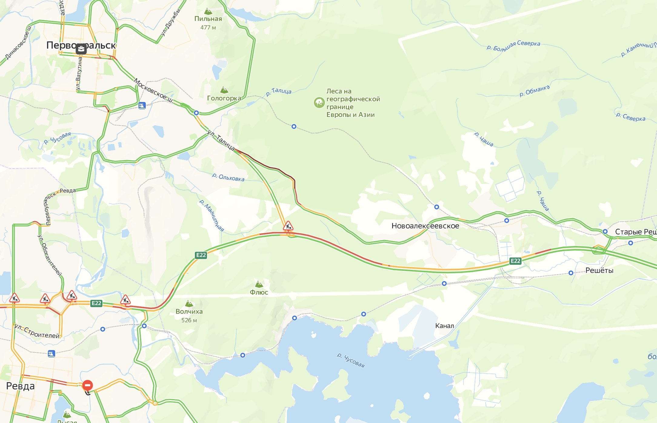 Дорога по федеральной трассе в сторону Первоуральска затруднена