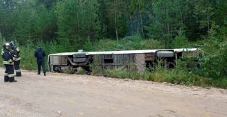 В Красноярском крае опрокинулся пассажирский автобус