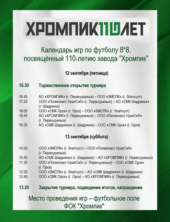В Первоуральске на Хромпике объявили большой день футбола