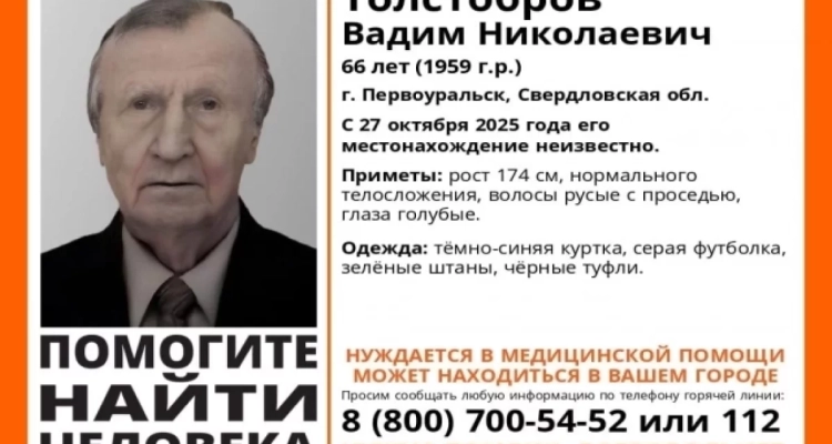 В Первоуральске с конца октября ищут 66-летнего мужчину