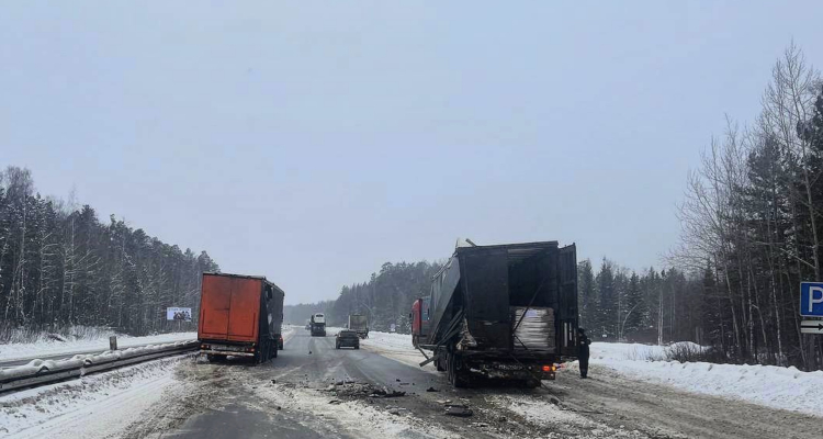 На федеральной трассе столкнулись две фуры