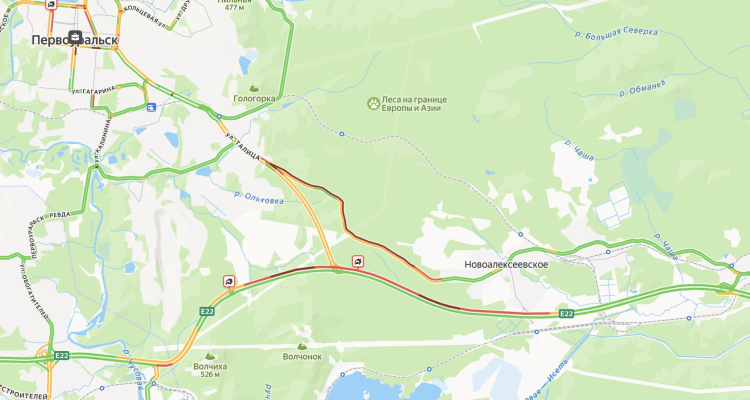Федеральная трасса в сторону Первоуральска встаёт в мегапробку